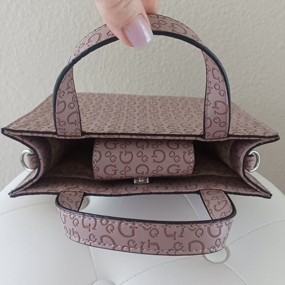 GUESS 90s Monogram Mini Tote Dusty Pink NWOT Vintage - Picture 9 of 12